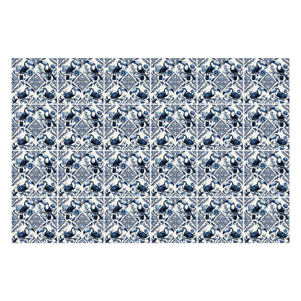 Nálepky na dlaždice Elegantné vtáky a kvety