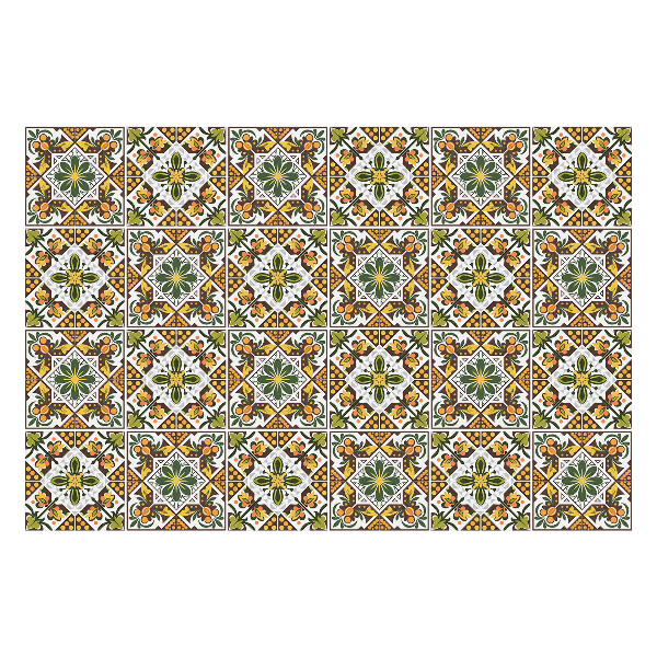 Samolepky na obklady Kvetinové ozdoby v štvorcoch