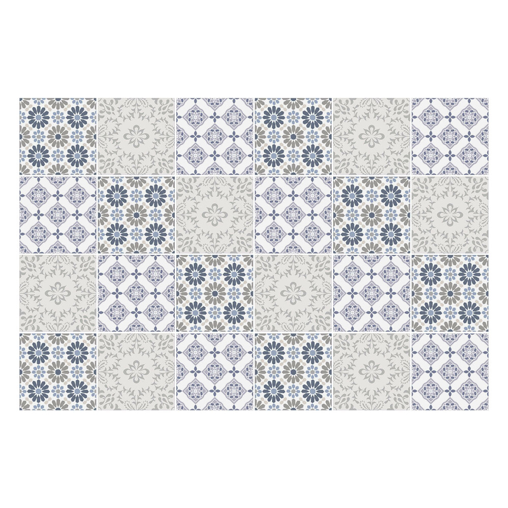 Nálepky na dlaždice Kockované kvetinové motívy