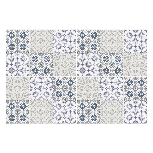 Nálepky na dlaždice Kockované kvetinové motívy