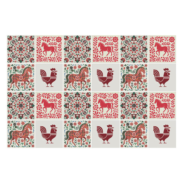 Samolepky na kachličky Ľudové zvieracie motívy