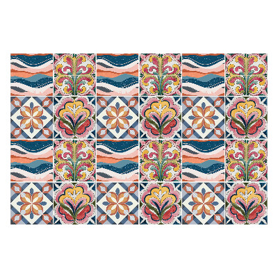 Nálepky na dlaždice Kvetinové motívy a vlny