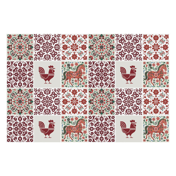 Samolepky na obklady Kurčatá a kone v kvetoch