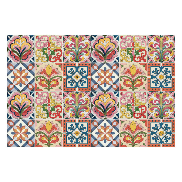 Samolepky na kachličky Kvetinové ozdoby v mozaike