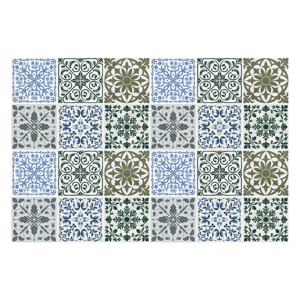 Nálepky na dlaždice Kvetinové a geometrické motívy