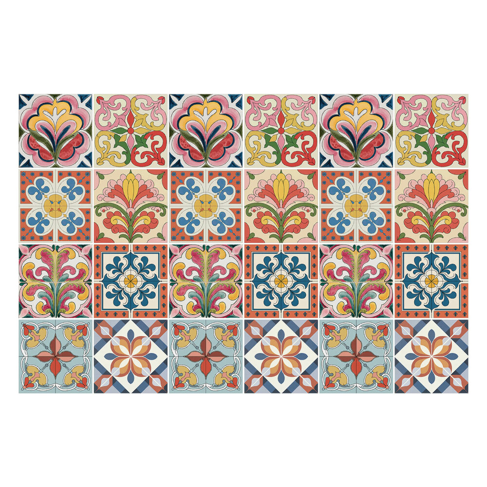 Nálepky na dlaždice Retro kvetinové vzory