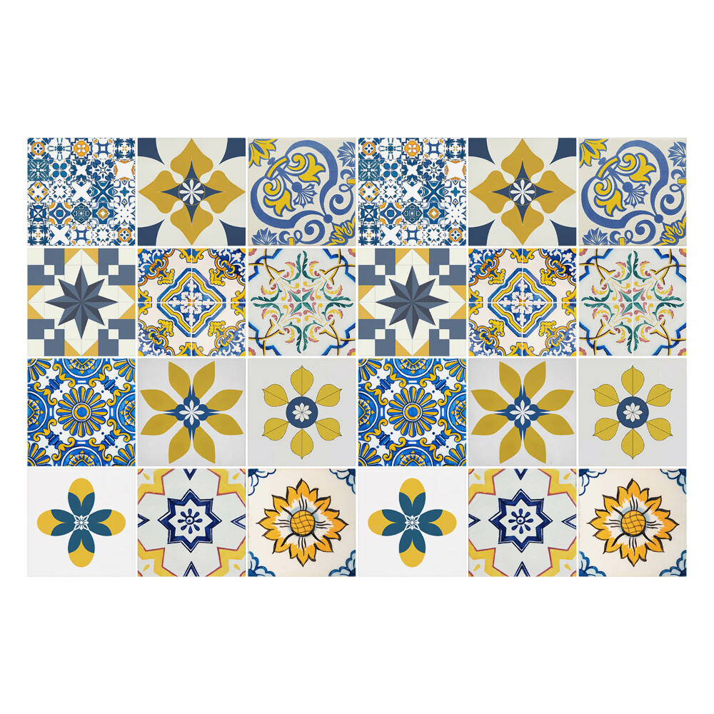 Nálepky na dlaždice Geometrické kvetinové motívy