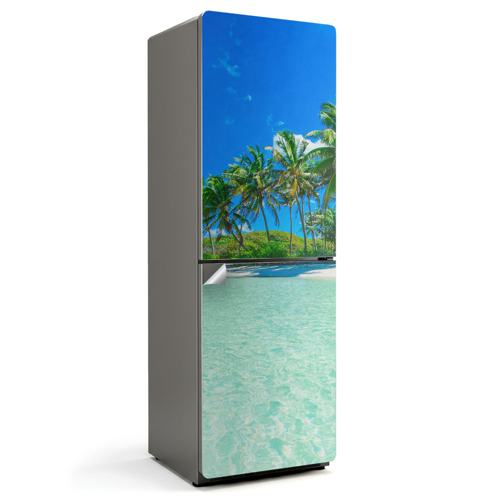 Samolepiaca nálepka na chladničku Tropická pláž s palmami
