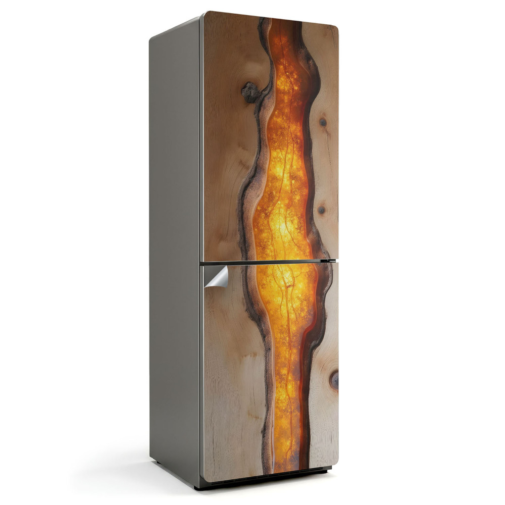 Fototapeta na chladničku Prírodný vzor dreva so živicou