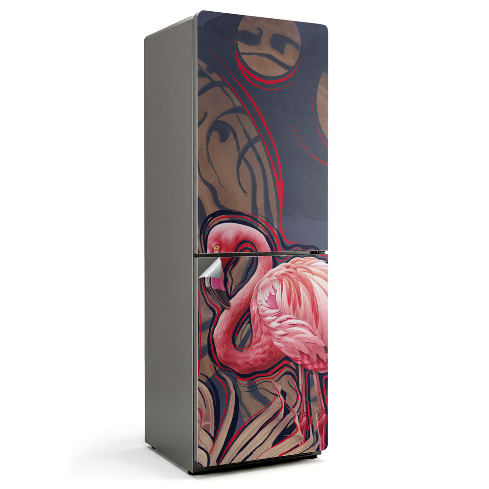 Samolepiaca nálepka na chladničku Flamingo v tropickom štýle