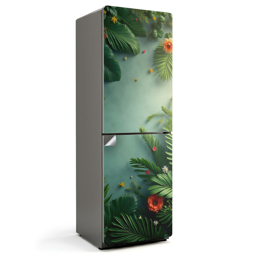 Samolepiaca nálepka na chladničku Tropické listy a kvety