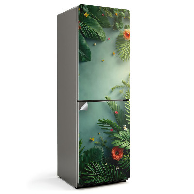 Samolepiaca nálepka na chladničku Tropické listy a kvety