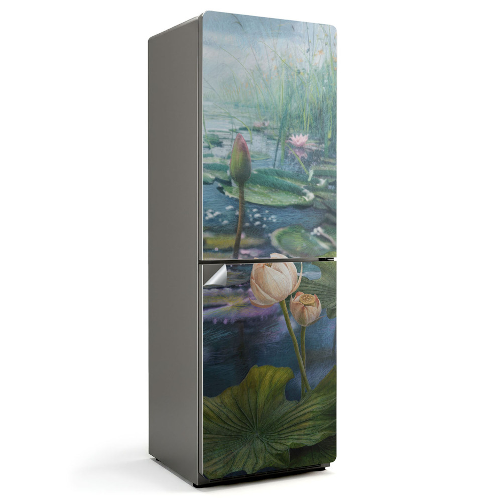 Nálepka na chladničku Ľalie na hladine jazera