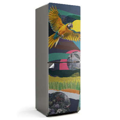 Nálepka na chladničku Vystrihnutá koláž z papagája