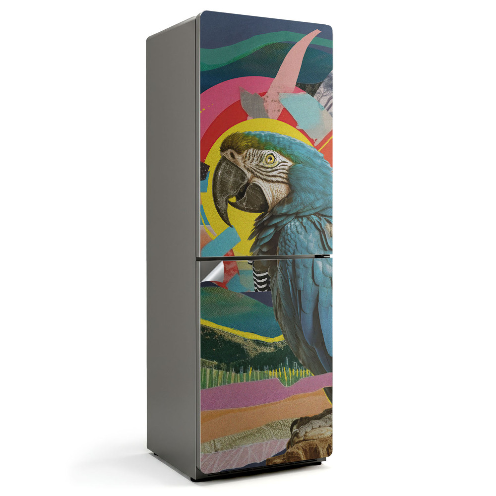 Fototapeta na chladničku Papagáj na abstraktnom pozadí