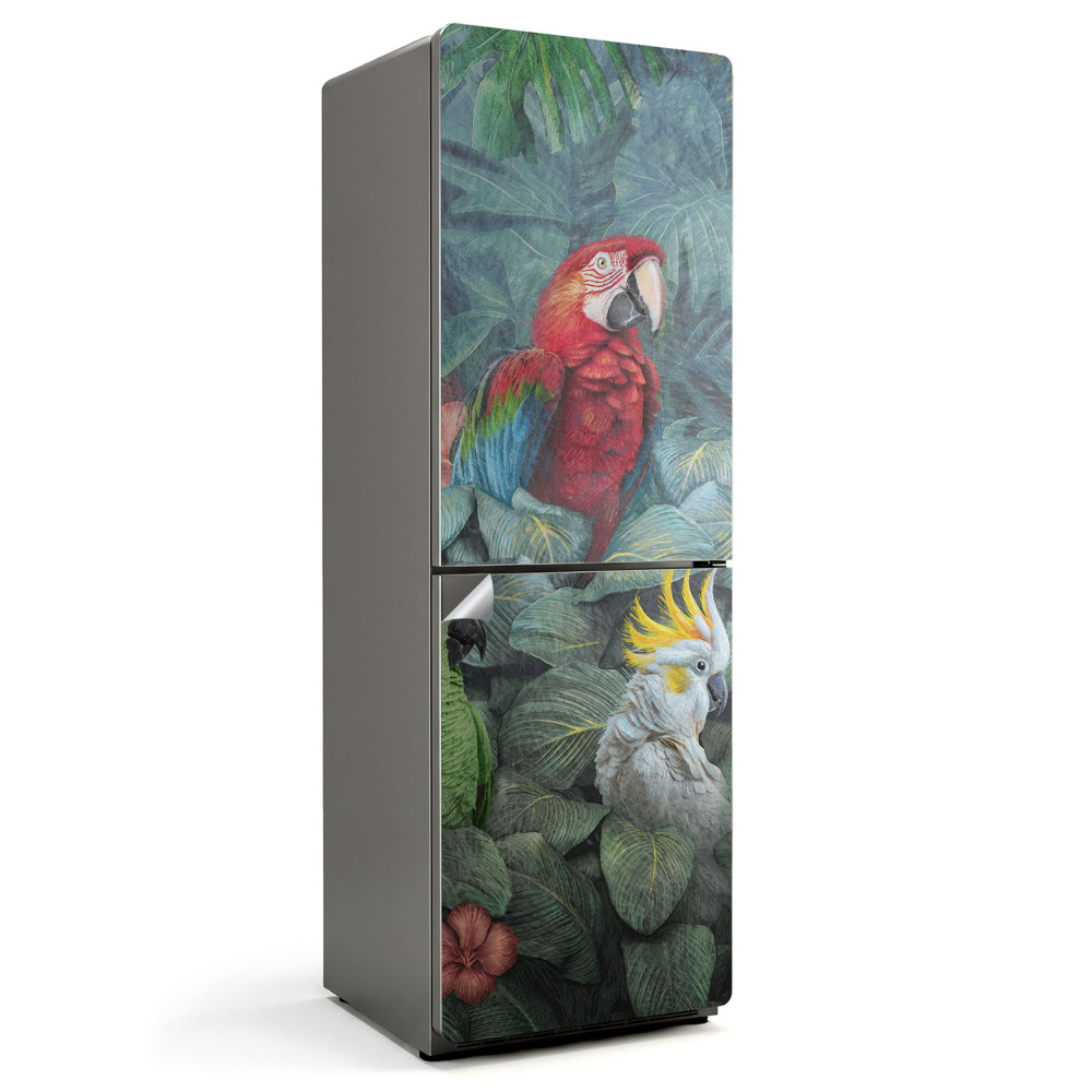 Samolepiaca nálepka na chladničku Tropické vtáky v džungli