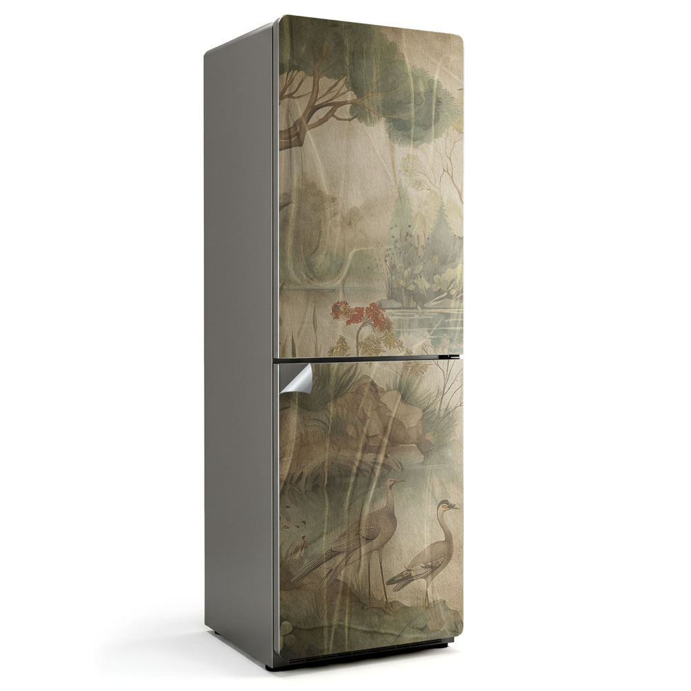 Samolepiaca nálepka na chladničku Pokojná krajina s vtákmi