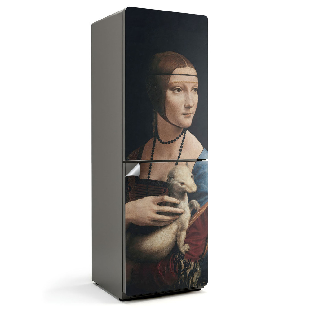 Samolepiaca nálepka na chladničku Dáma s hranostajom od Leonarda da Vinciho