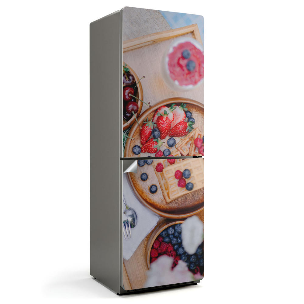 Fototapeta na chladničku Dezert s ovocím a vaflemi