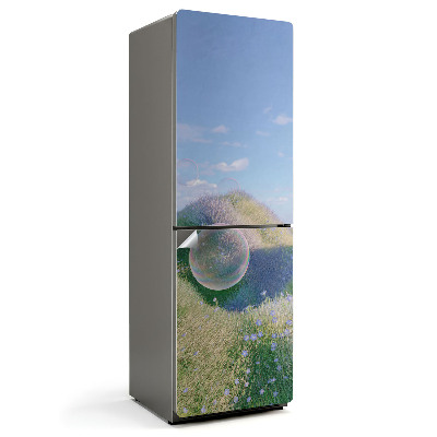 Samolepiaca nálepka na chladničku Mydlové bubliny na pozadí lúky