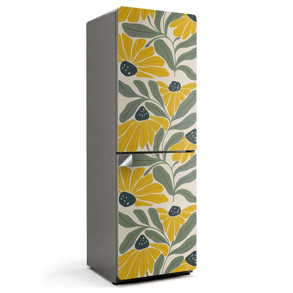 Samolepiaca nálepka na chladničku Vzor s kvetmi a listami