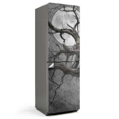 Samolepiaca nálepka na chladničku Starý skrútený strom s mesiacom