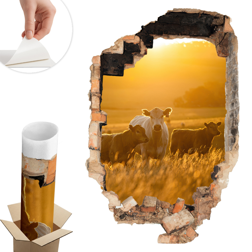 Fototapeta diera v stene 66x100 Vidiecka krajina