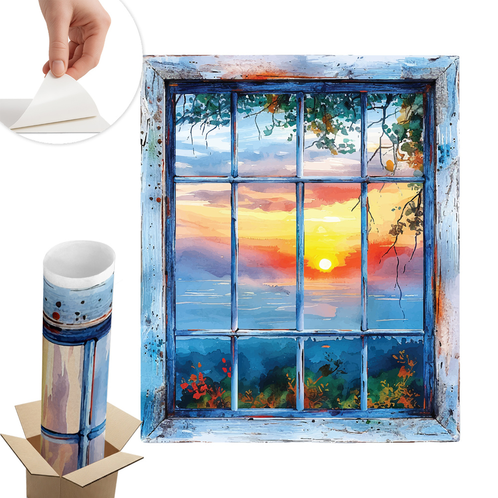 Falošné okno na stenu 82x100 Okno na západ