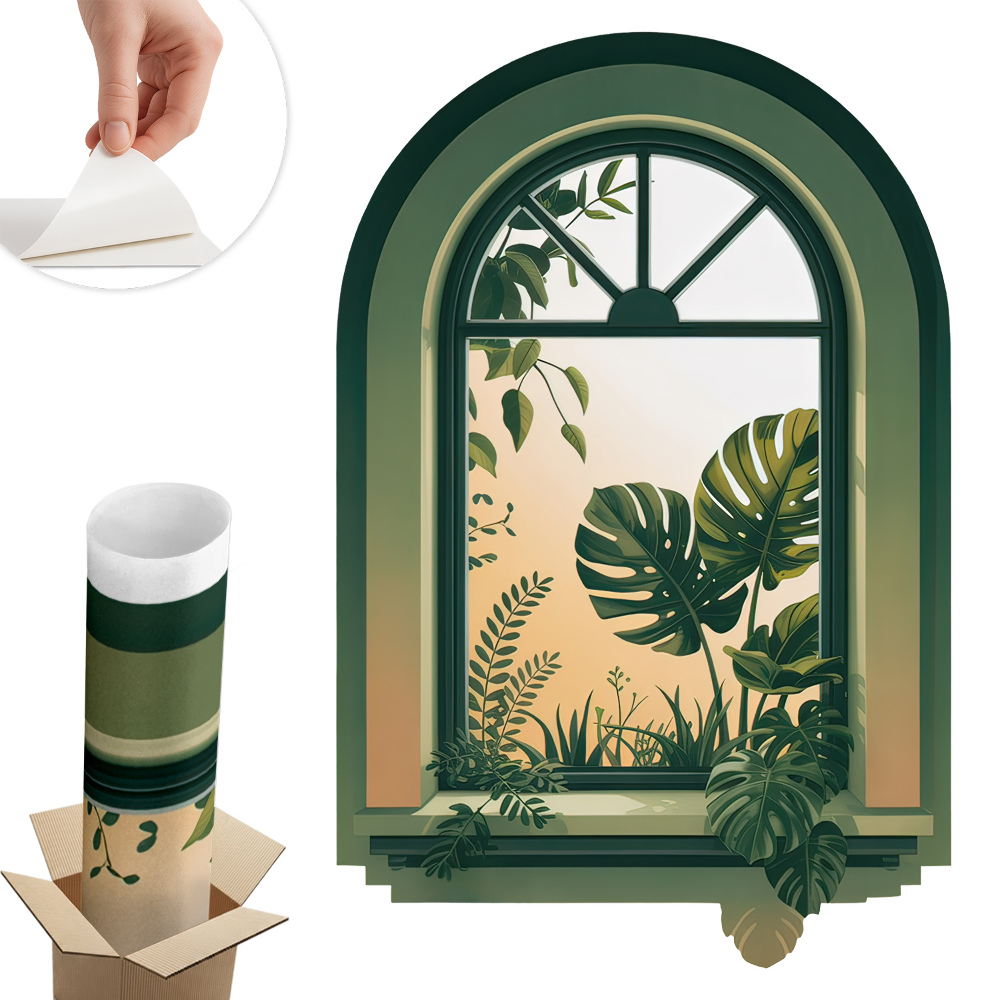 Falošné okno na stenu 66x100 Zelené okno