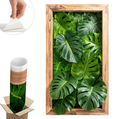 Falošné okno na stenu 57x100 Listy monstery