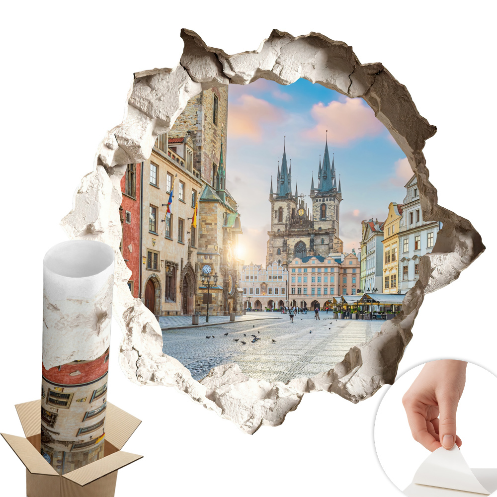 Fototapeta diera v stene 100x95 Mestský trh