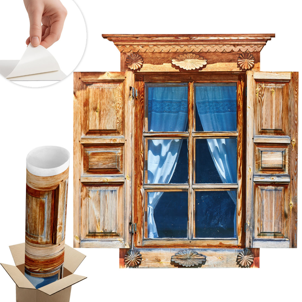 Falošné okno na stenu 125x130 Rustikálne okno