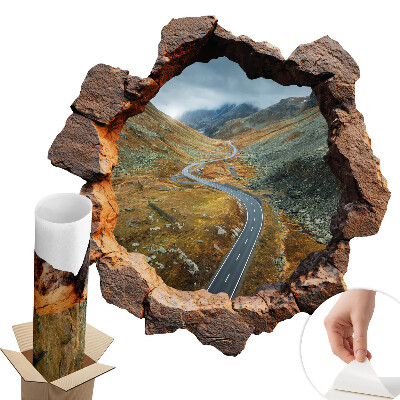 Fototapeta diera v stene 130x129 Horská túra