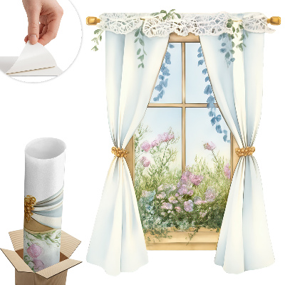 Falošné okno na stenu 95x130 Závesy s výhľadom