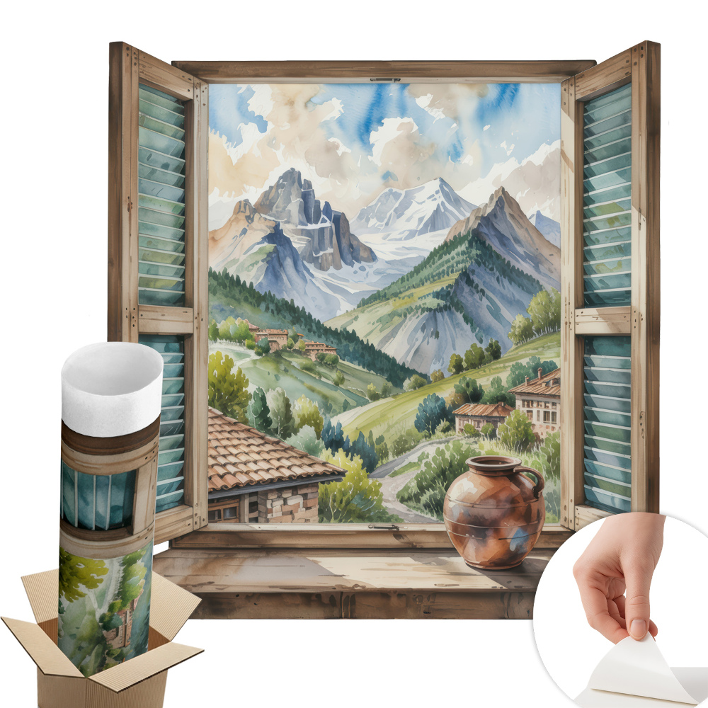 Falošné okno na stenu 130x120 Horská krajina