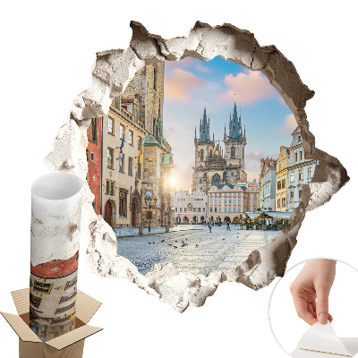 Fototapeta diera v stene 130x123 Mestský trh