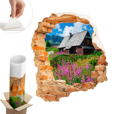 Nálepka na stenu diera 3D 51x60 Rustikálna krajina