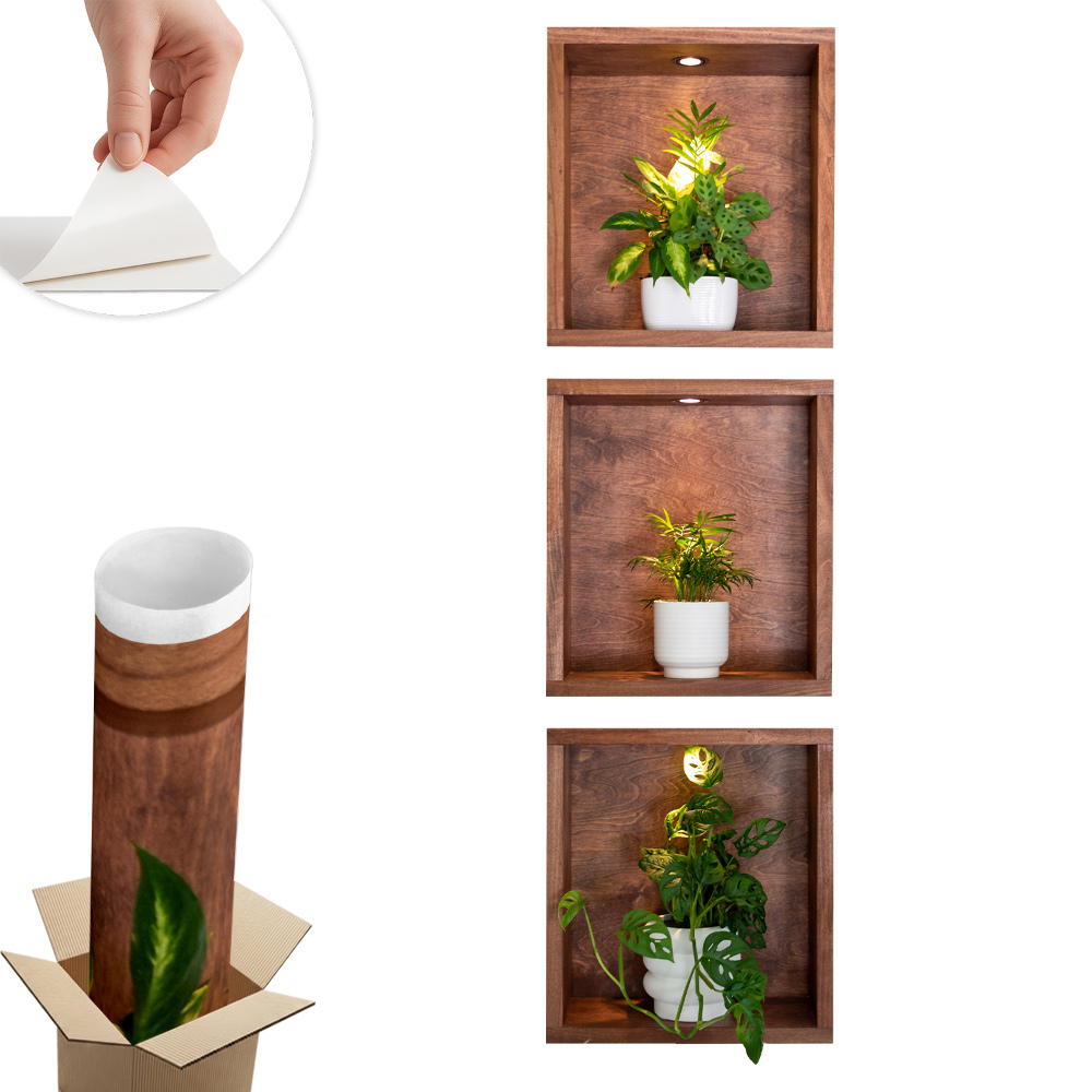 3D nálepka na stenu 17x60 Výklenky rastlín