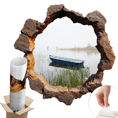 Nálepka na stenu diera 3D 60x60 Kamenné jazero