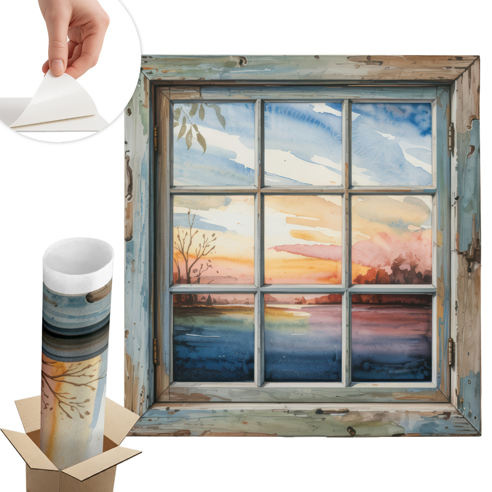 Fototapeta okno 3D 56x60 Akvarely okien