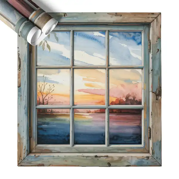 Fototapeta okno 3D 56x60 Akvarely okien