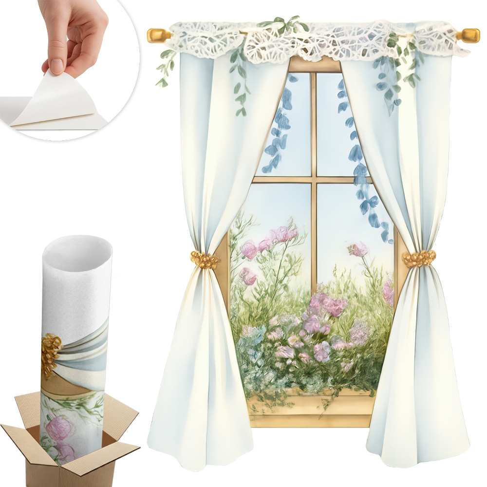 Fototapeta okno 3D 44x60 Závesy s výhľadom