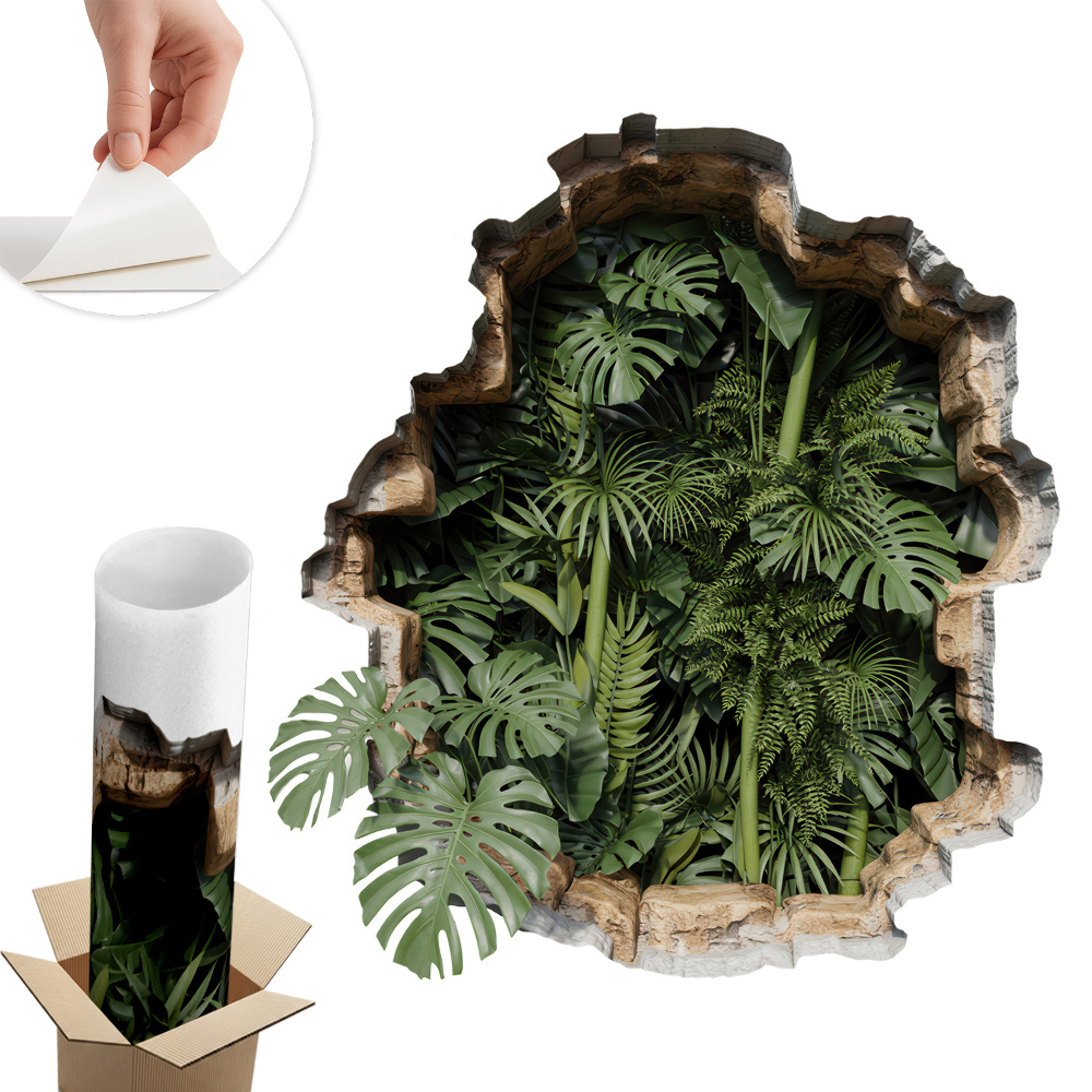 Nálepka na stenu diera 3D 55x60 Tropická príroda