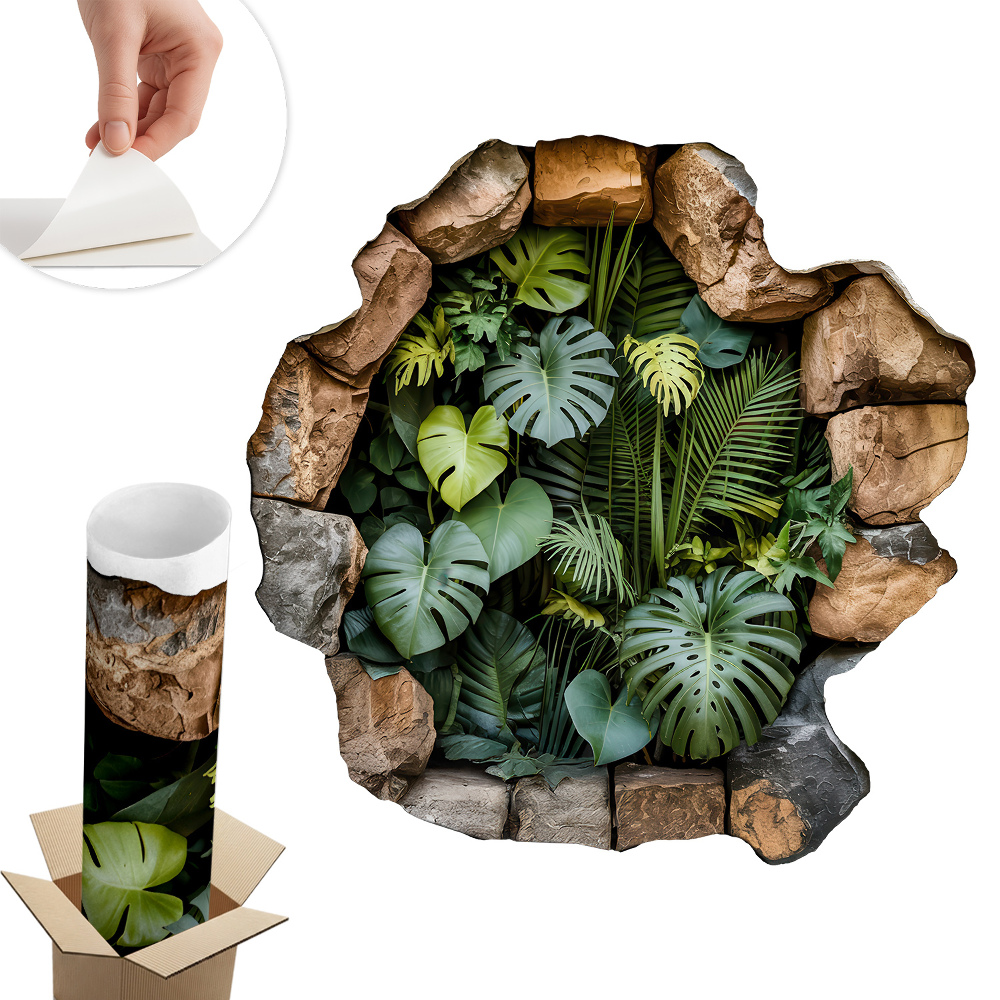 Nálepka na stenu diera 3D 60x60 Tropická oáza