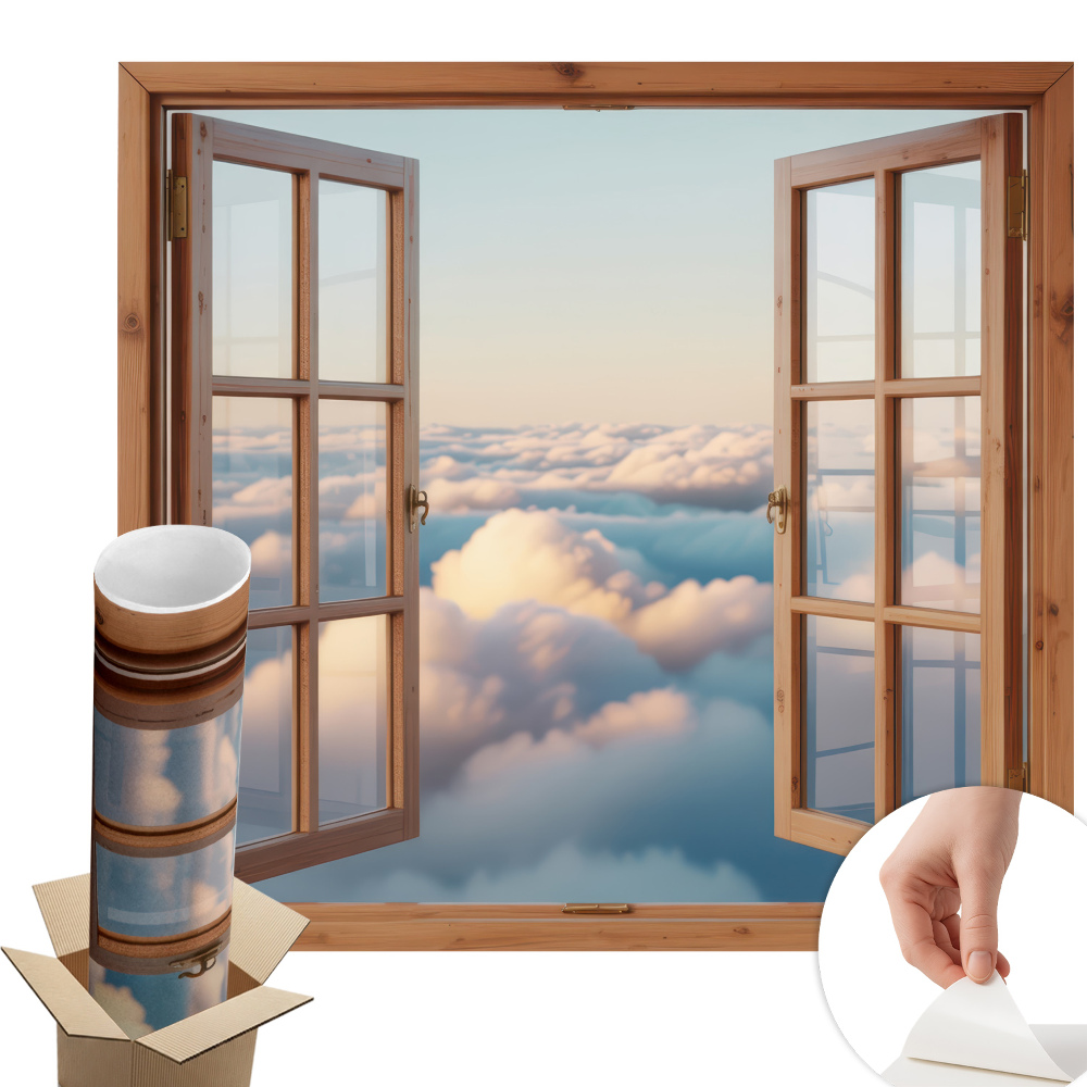 Fototapeta okno 3D 60x56 Oblaky na oblohe