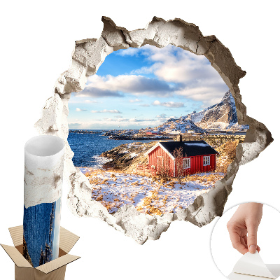 Nálepka na stenu diera 3D 60x57 Zimná krajina