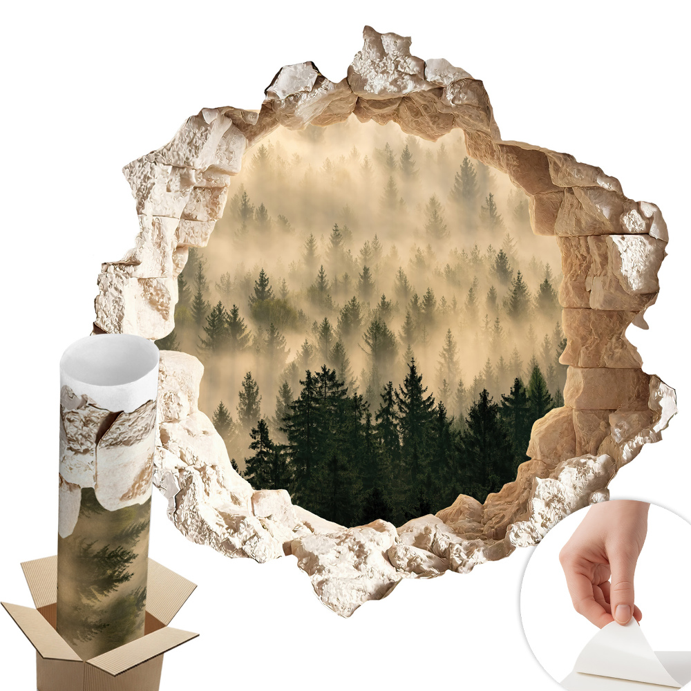 Nálepka na stenu diera 3D 60x58 Mystický les