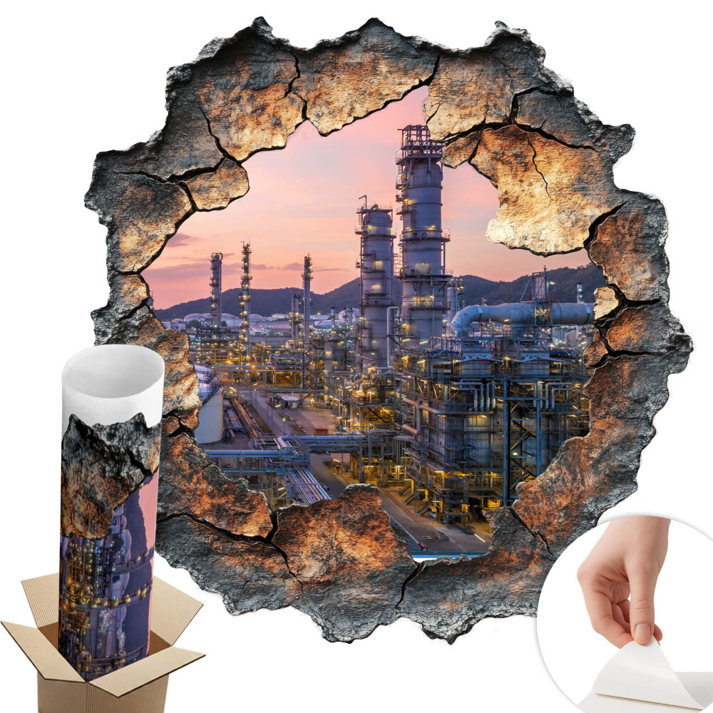 Nálepka na stenu diera 3D 78x80 Rafinérske veže