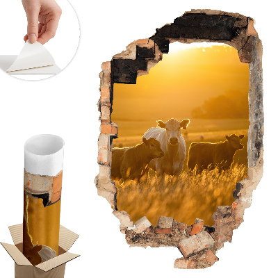 Nálepka na stenu diera 3D 53x80 Vidiecka krajina