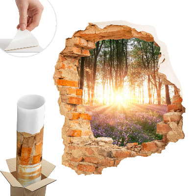 Nálepka na stenu diera 3D 68x80 Prielom v lese